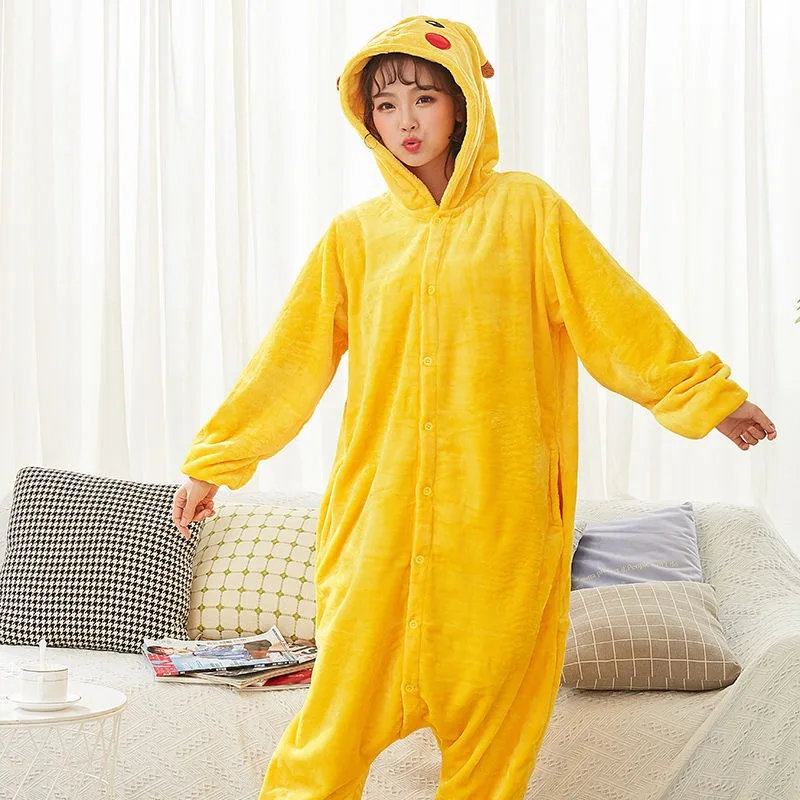 Animal Kigurumi Pikachu Cartoon Onesies Women Panda Pajamas Set Tiger Frog Totoro Sleepwear Anime Onesie For Adult Men Onesies