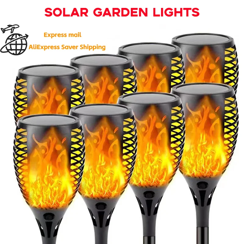 12/33LED Solar Flame Lights Outdoor Waterproof Flickering Flame Lamp for Pathway Garden Christmas Decoration Solar Torch Lights