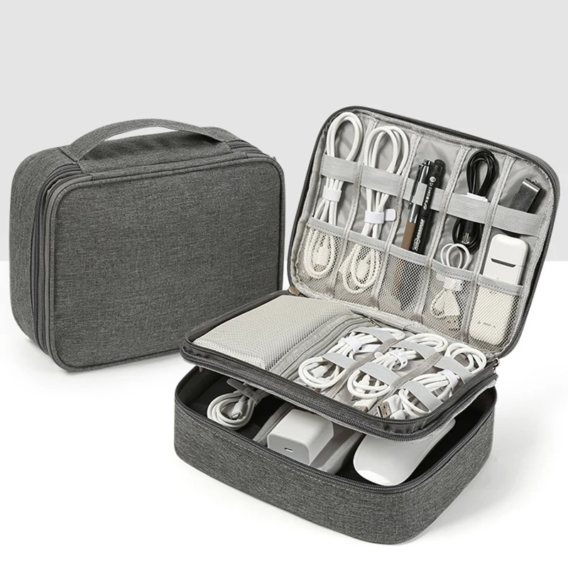 Travel Cable Bag Portable Digital USB Gadget Organizer Charger Wires Zipper Storage Pouch kit Case Accessories Briefcase X248C