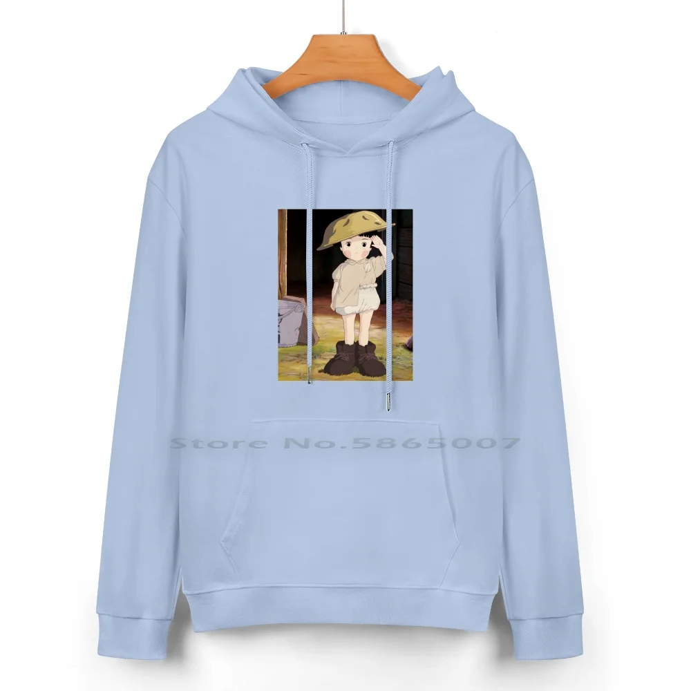 Футболка из чистого хлопка с капюшоном и принтом грустных светлячков 24 цвета