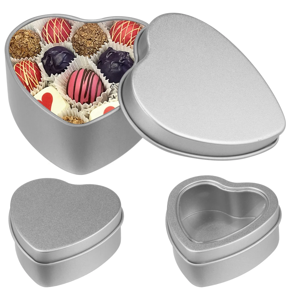 

1/6/12x 2oz Metal Storage Tin Jar Candy Box Heart Shape Dessert Craft Candle Container Small Heart Shaped Tin Can Metal Box Mint
