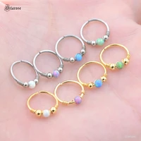 0 8x10mm 20g pin natural opal helix daith piercing hoop tragus piercing septum fake nose ring labret cartilage rook lobe earring
