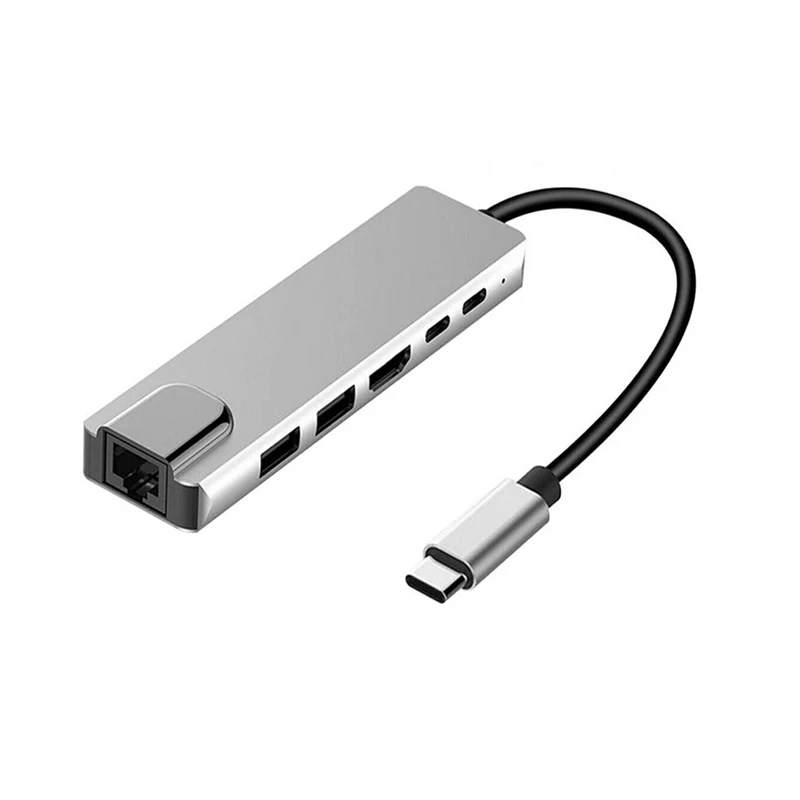 

Usb-C к Rj45 Lan 4K Hdmi Vga 2Usb 3,0 устройство для чтения слотов 6 в 1 док-станция адаптер Type-C концентратор для Samsung для Huawei