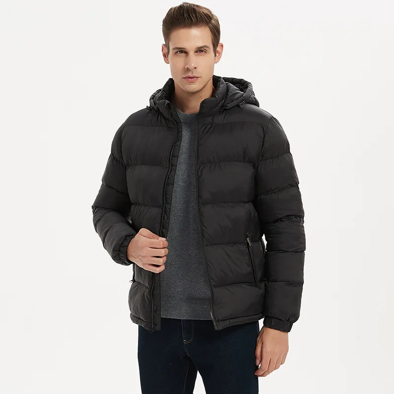 New Men's Hooded Padded Jacket Warm Running Jacket Zipper Hat Pocket Coat Fashion Street Wear Men's Clothes Outerwear Winter
