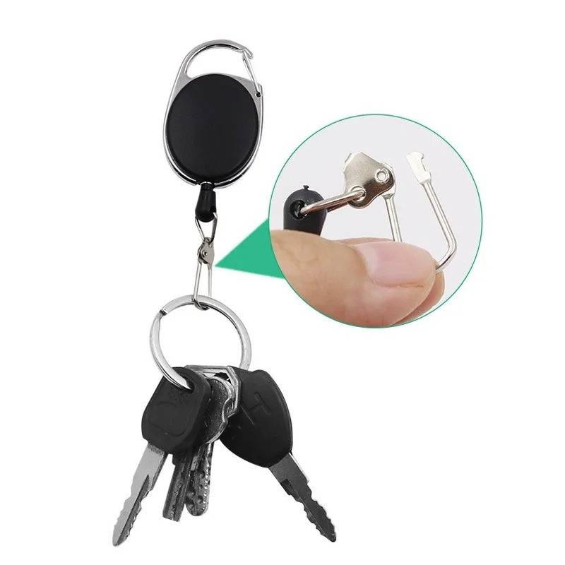 1-4pcs Retractable Key Chain Reel Badge Holder Fly Fishing Zinger Retractor with Quick Release Spring Clip Fishing Accessories