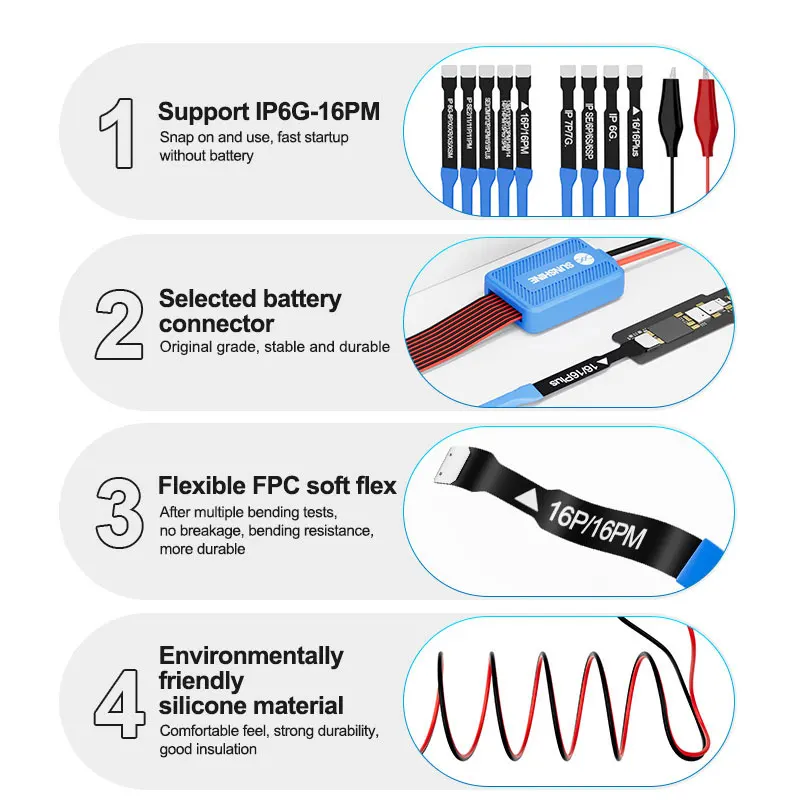 Фото SUNSHINE SS-905K Серия IP6G-16PM Силиконовый кабель питания Гибкий FPC Soft Flex Без батареи, Быстрое включение, Инструменты для ремонта №2