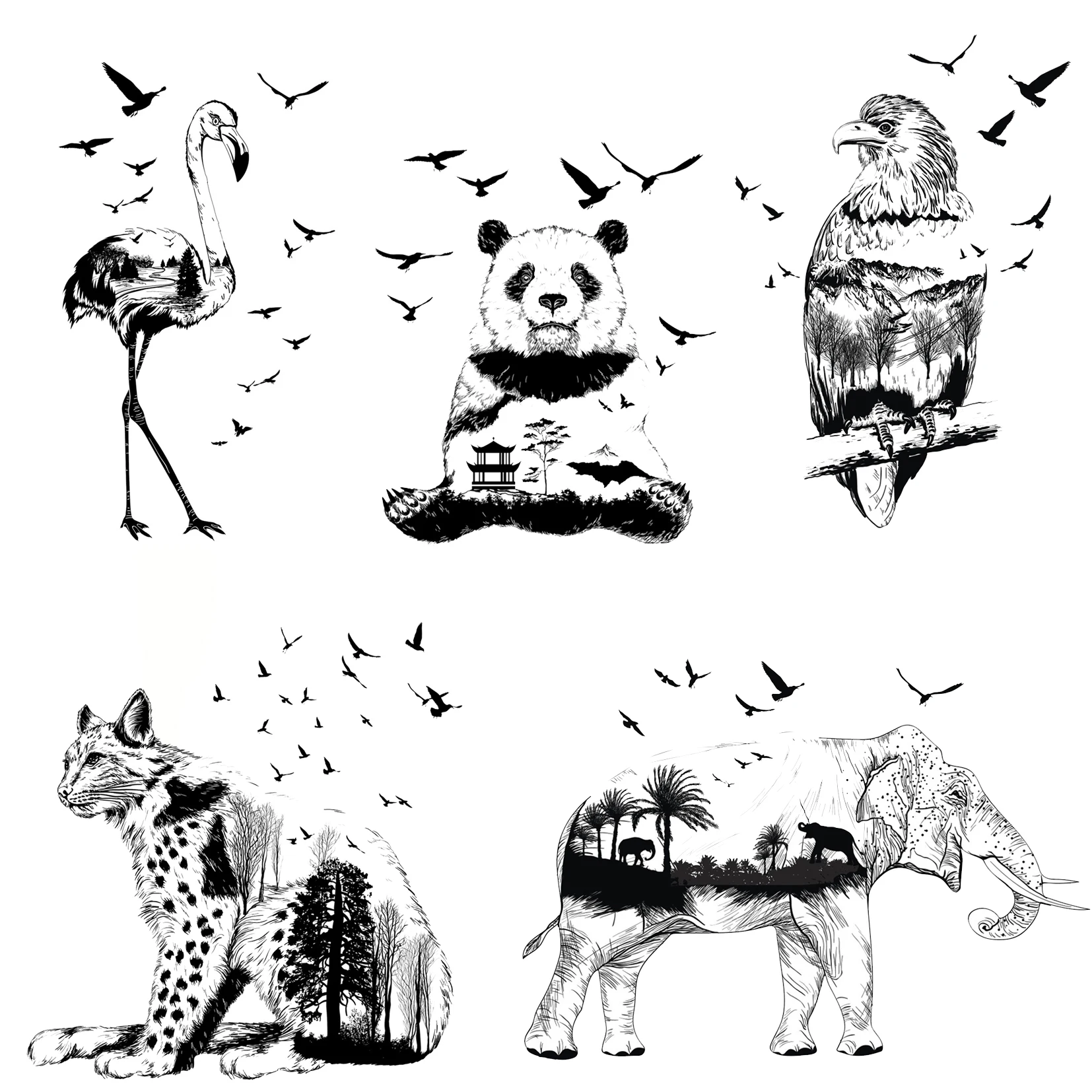 

Forest Animals/Eagle/Elephant Clear Stamps For Scrapbooking Card Making Photo Album Silicone Stamp DIY Decorative Crafts