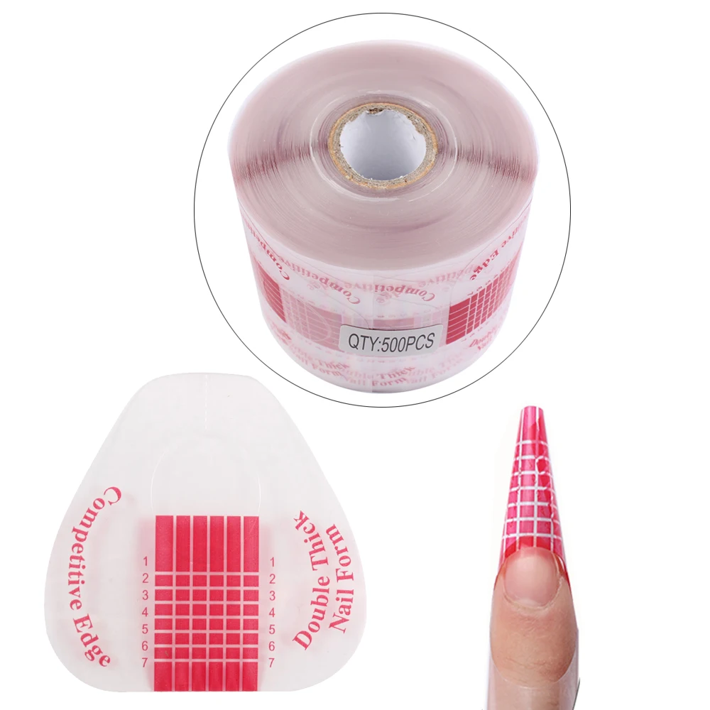 

300Pcs Transparent Red Horseshoe Nail Forms Nail Art Guide Form Sticker Acrylic UV Gel Tip Extension Nail Paper Holder Nail Tool