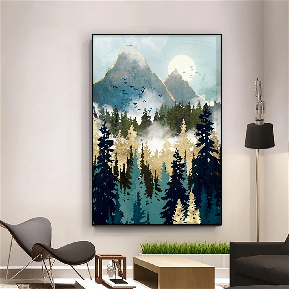 

Misty Pines Wall Art Canvas Painting Animal Landscape Decor Home Decoration For Living Room
