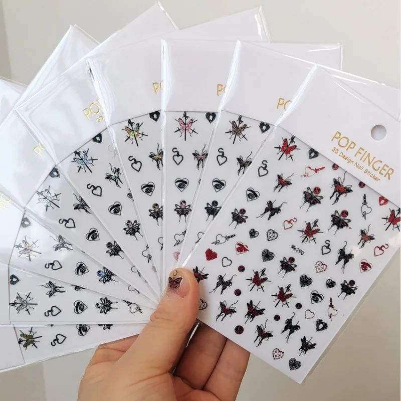 

1PCS Flower Butterfly Nail Art Stickers New Roses Tulips Charms Manicure Decoration 3D Waterproof Nail Decals