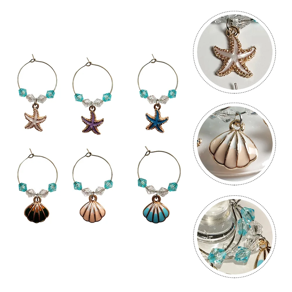 

Charms Ring Markers Tags Drink Marker Cup Shell Rings Label Identify Ornament Glasses Stem Charm Decoration Identifier Cocktail