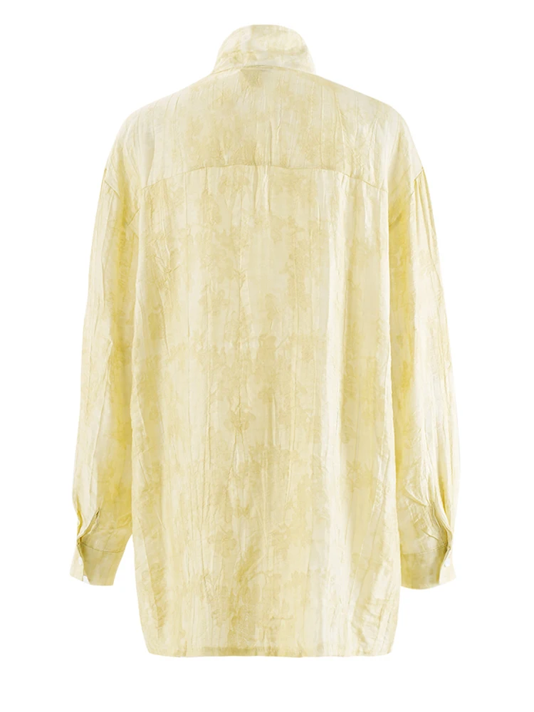 [EAM] Женская серая тонкая винтажная блузка большого размера с пряжкой новая