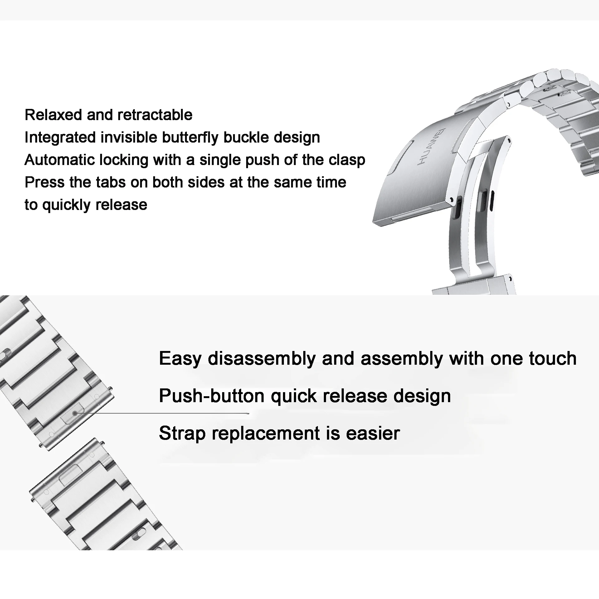 Original Huawei Strap for Huawei Watch 3/3proTitanium alloy Metal 22mm Watchband for Huawei GT Series Titanium Grey Wristband