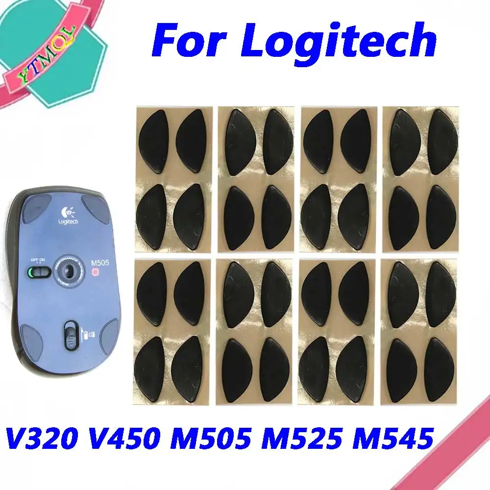 

5set Mouse Feet Skates Pads For Logitech V320 V450 M505 M525 M545 wireless Mouse White Black Anti skid sticker Connector