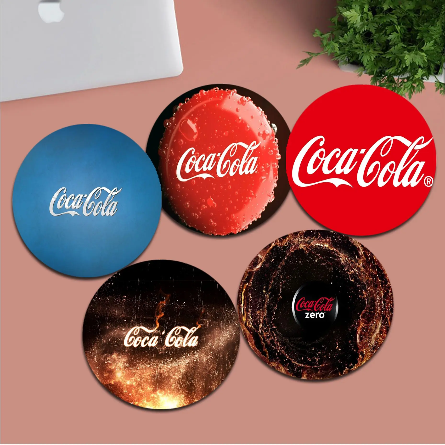 

C-Coca C-Cola Mousepad INS Tide Round Keyboard Mat Table Mat Students Cabinet Gamer Desktop Mousepad Cup Mats Deskpad Home Decor