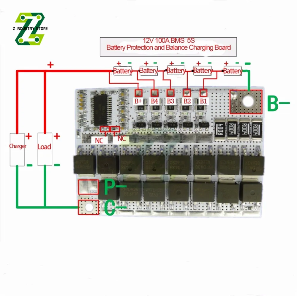 

18V 100A 5S Li-ion LiFePO4 Ternary Lithium Battery Protection Circuit Board Balance Charging Board Module
