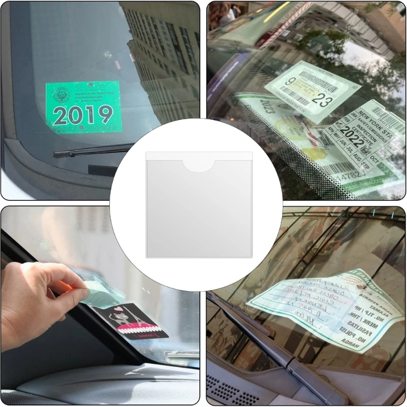 

Car Permit Holders Square Windscreen Card Holder Clear for Car Caravans Windscreen Tax Disc Holder for Windscreen