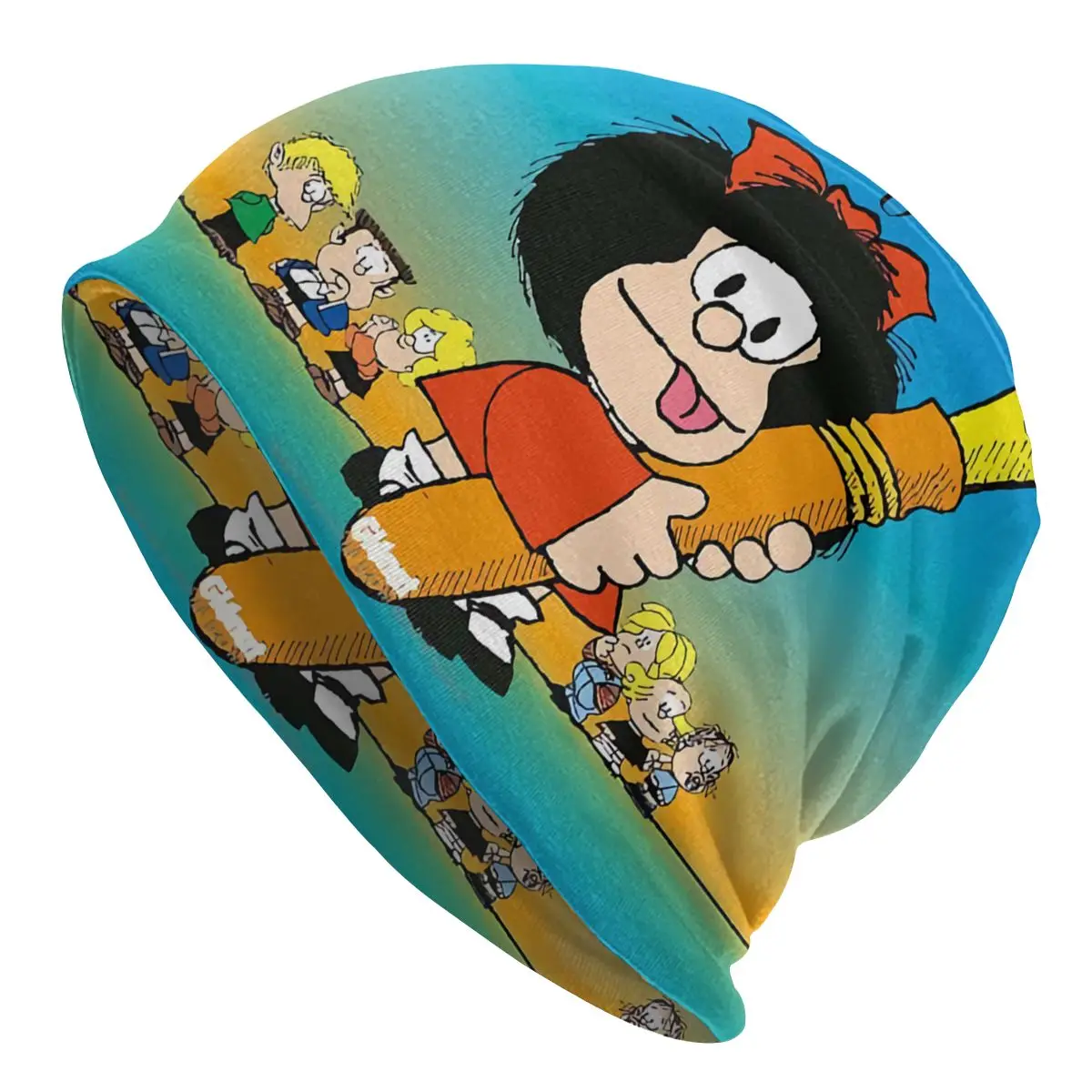 

Классические комиксные шапки Mafalda, облегающие шапки для мужчин и женщин, зимняя теплая вязаная шапка унисекс, Мультяшные шапки для взрослых