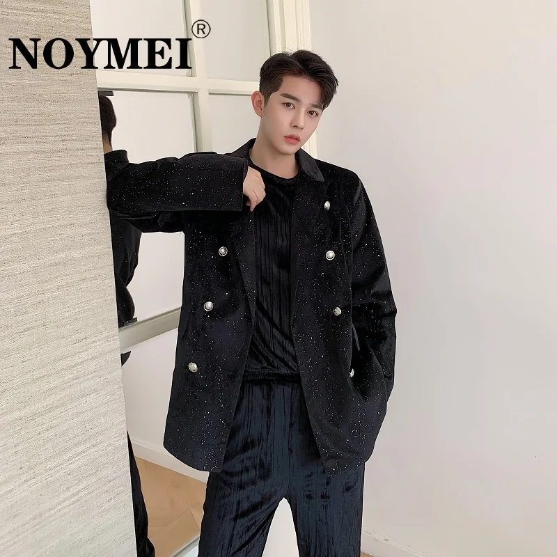 

NOYMEI Personalized Niche Fashionable Velvet Bright Diamond All-match Korean Style Suit Jacket Lapel Loose Men's Blazer WA2008