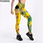 Леггинсы FCCEXIO женские с высокой талией, модные облегающие эластичные леггинсы для фитнеса в ретро стиле, высокого качества, зима