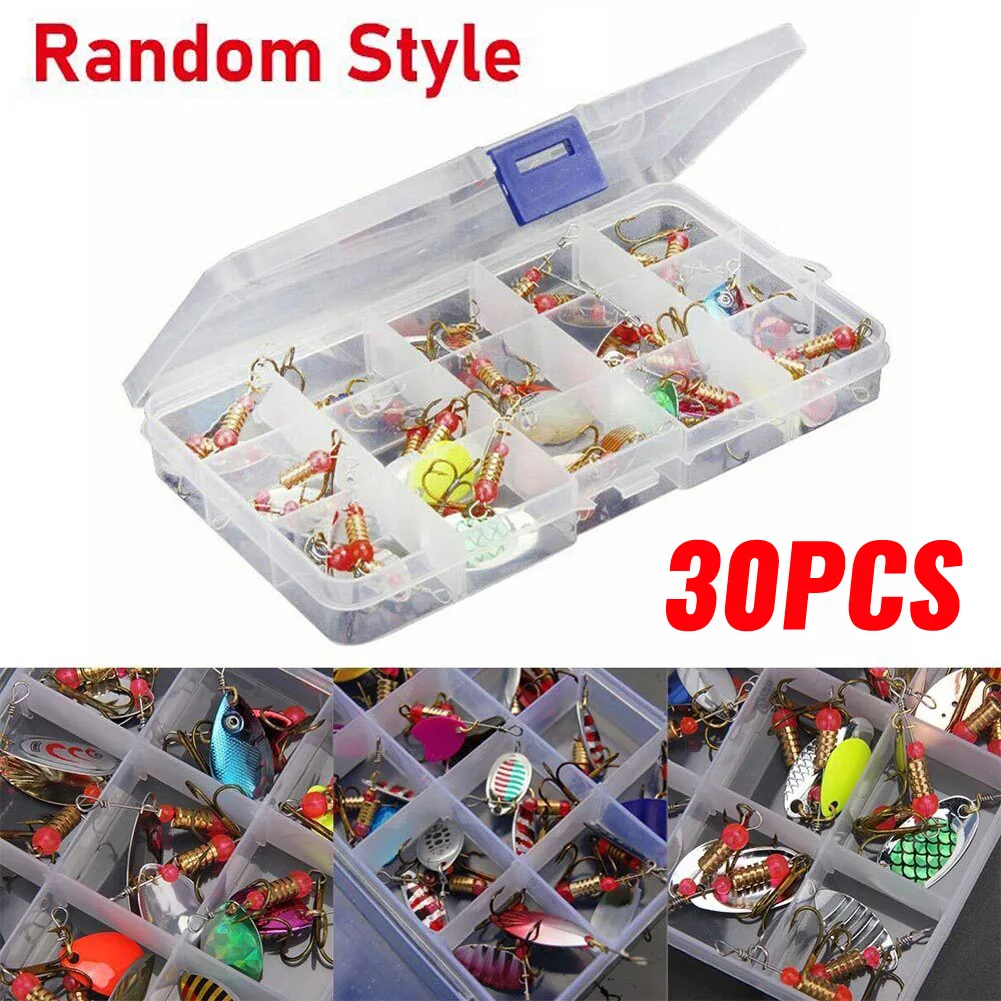 

30PCS Metal Vib Spinners Spoon Lures 2.5g-25g Artificial Bait Pesca Fishing Lure Hook Tackle Set for Bass Pike Perch