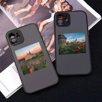 cottagecore style aesthetics phone case matte transparent for iphone 7 8 11 12 13 plus mini x xs xr pro max cover