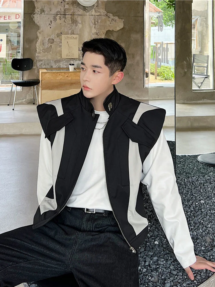 

Waistcoat Autumn New Fashion Personality Design Color Matching Silhouette Shoulder Casual Male Vest Sleeveless 2A6160