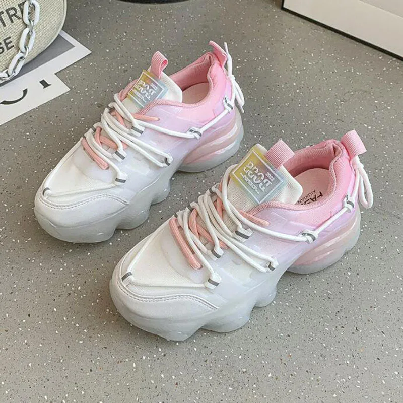 

Женские кроссовки на платформе, повседневные кроссовки на толстой вулканизированной подошве, 2022