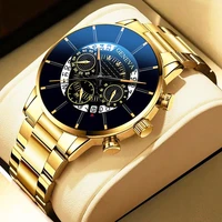 reloj hombre fashion mens stainless steel watch luxury calendar quartz wrist watch business watches for men clock montre homme