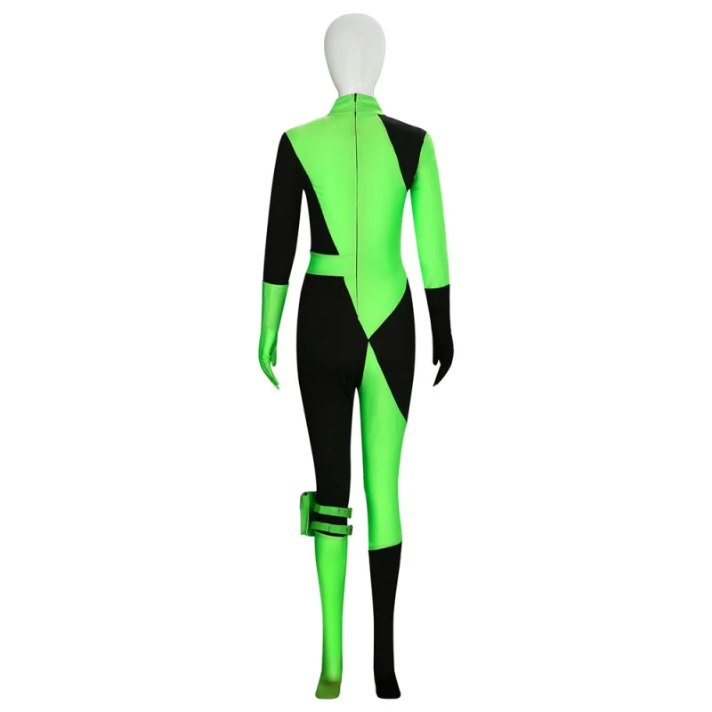 

Shego Costume Bodysuit for Female Kim Possible Cosplay Outfits Zipper Halloween Elastic Spandex Jumpsuit Adult Size