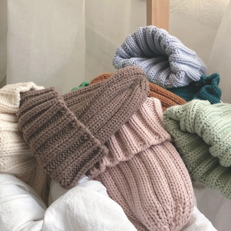 Зимняя теплая вязаная женская шапка головные уборы для родителей и детей детская