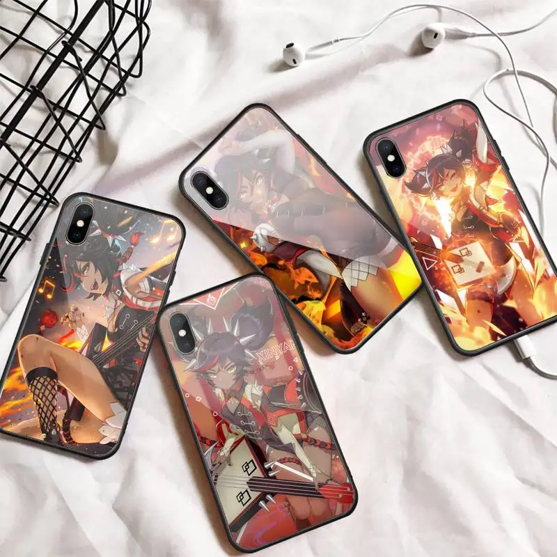 

Xinyan Genshin Impact Phone Case Tempered glass For iphone 11 12 13 PRO MAX mini 6 7 8 plus X XS XR