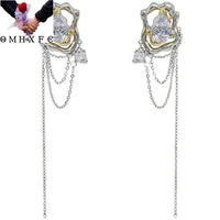 wholesale ea1082 european fashion woman girl party birthday wedding gift tassel aaa zircon 18kt white gold stud earrings