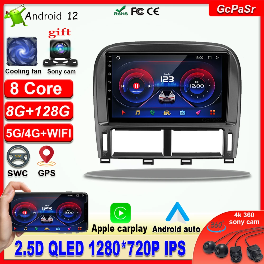 Radio Multimedia con GPS para coche, reproductor de vídeo con Android 12, para Lexus LS430 XF30 LS 430 2000-2006, para Toyota Celsior XF30 2000-2006