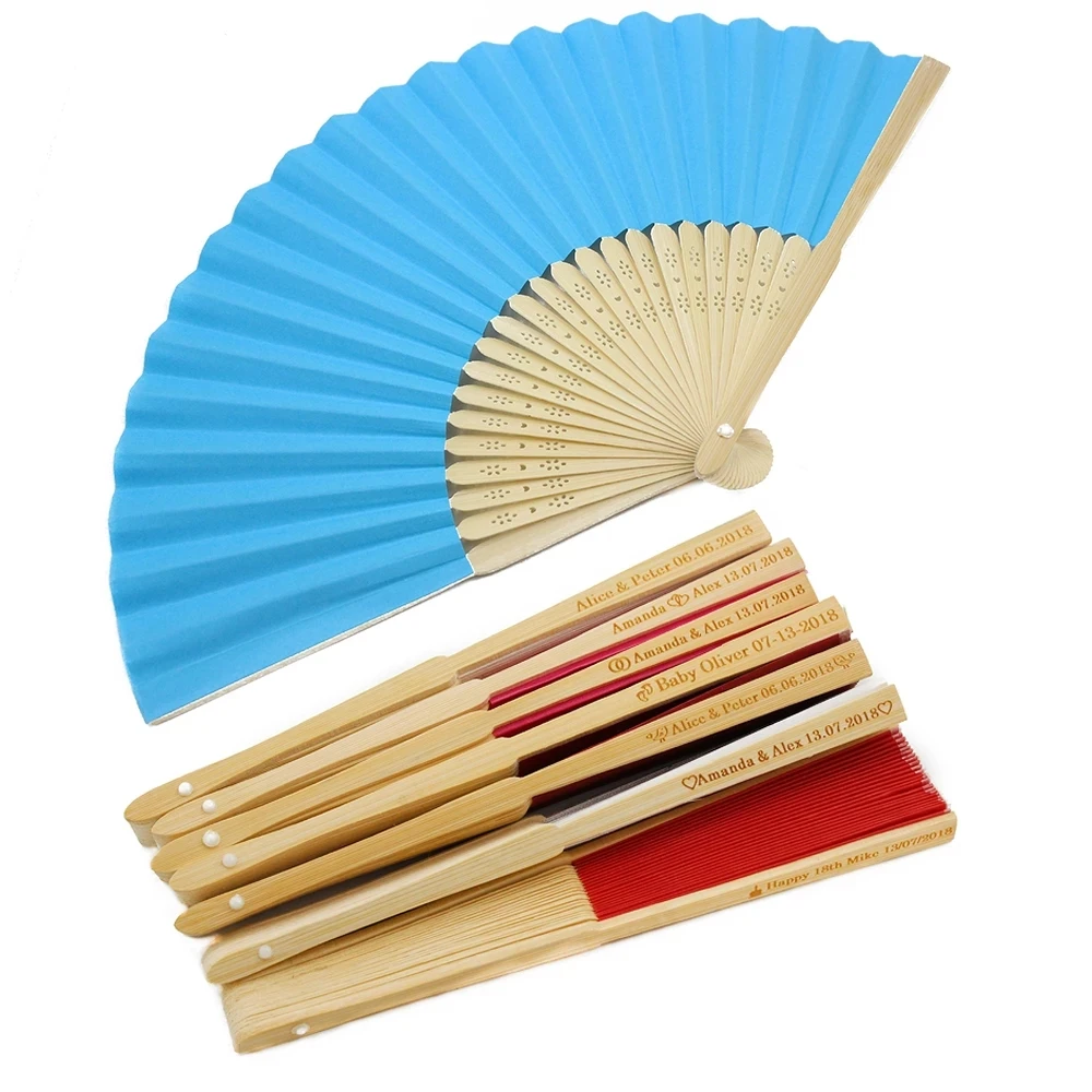 

50Pcs Personalized Folding Paper Hand Fan Fold Vintage Paper Fans Wedding Party Favors Baby Shower Gift Wedding Decoration Fan