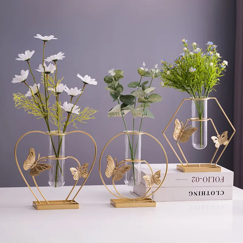 

Nordic Style Iron Artificial Flower Flower Container Home Creative Artificial Flower Vase Dining Table Top Furnishings Ornaments