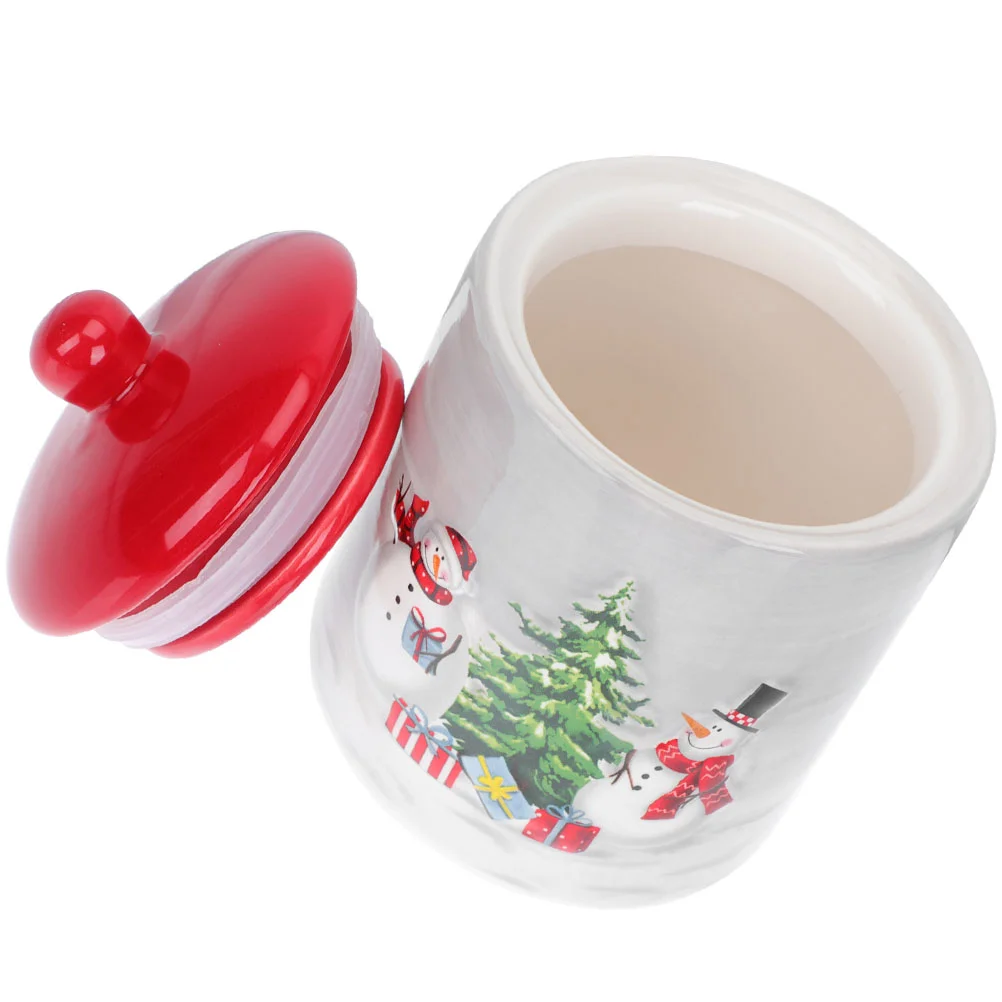 

Jar Ceramic Christmas Cookie Storage Jars Tea Containercandy Caseholderlid Snowman Canisters Kitchen Gift Sealed Can Jewelry