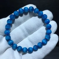 8mm natural blue apatite crystal cat eye bracelet rare clear round beads stretch women men genuine blue apatite aaaaaa