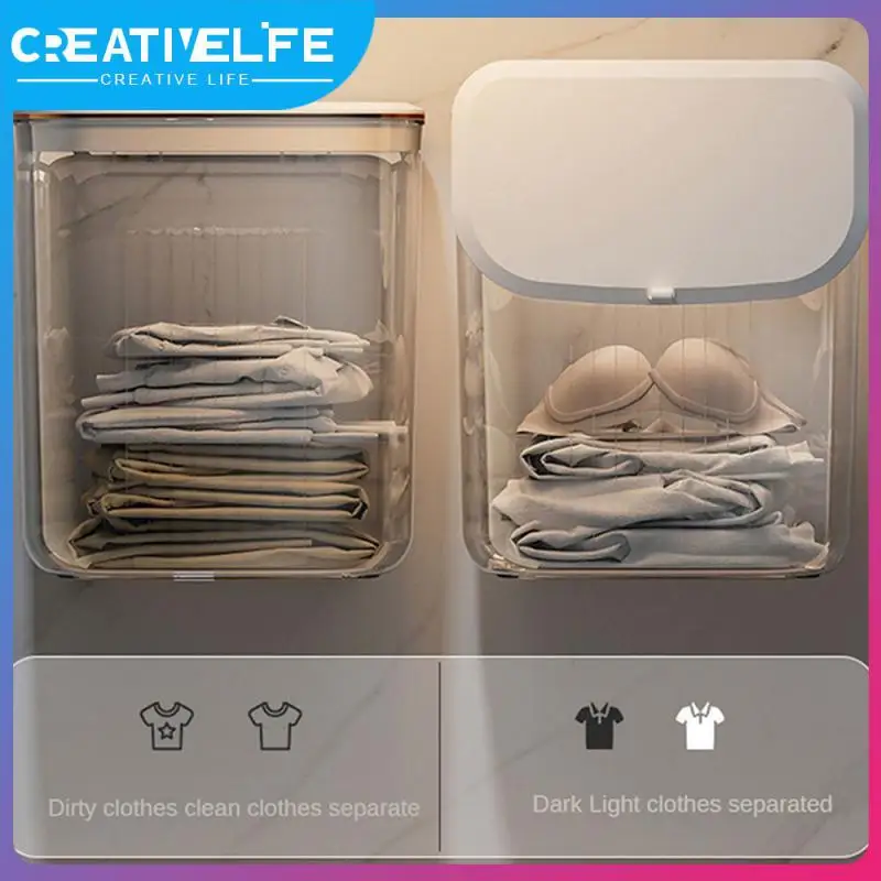 

Waterproof Laundry Hamper Punche-free Laundry Basket With Lid Removable Clothes Container Stand Bathroom Wall For Clothes Toys