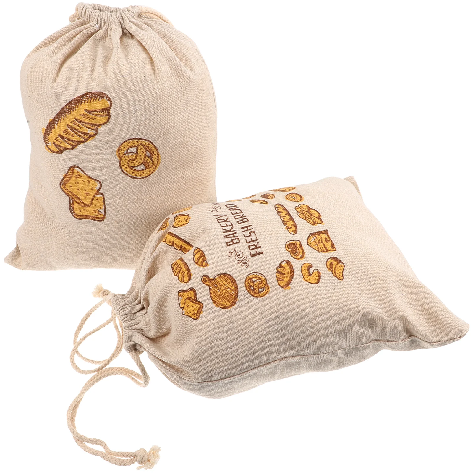 

2 Pcs Linen Bread Bag French Bread Drawstring Sachet Bag Toaster Grocery Shopping Bags Flax Vegetable Bags Reusable Linen Bag