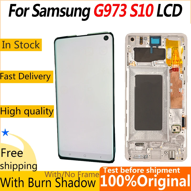 Оригинальный ЖК-дисплей для Samsung S10 G973 SM-G9730 G973F, ЖК-дисплей и дигитайзер сенсорного экрана в сборе, детали с рамкой, панель с дефектами