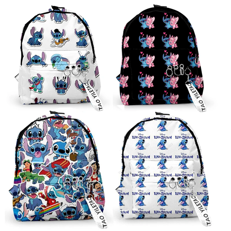 Disney Lilo & Stitch Anime Backpack Cartoon Kids School Bags Galaxy Space For Casual Schoolbags Starry Night Laptop Travel Bags
