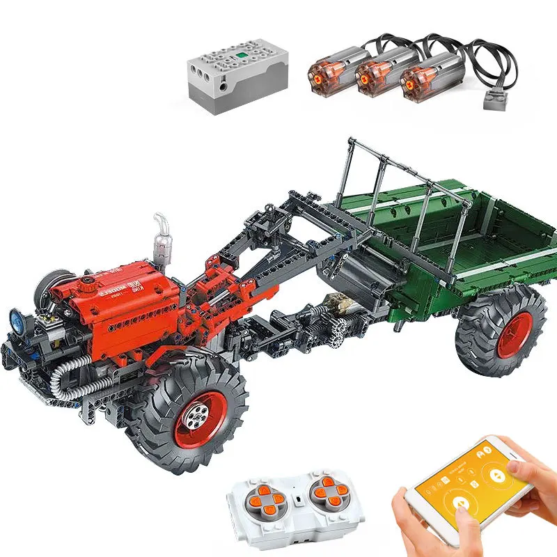 

High-Tech APP RC The Motorized Tractor Model farm tractor technical Car Assembly Bricks Toys Kids Christmas Gifts