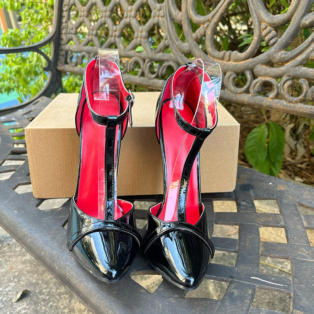 Сексуальные женские туфли-лодочки на очень высоком каблуке 16 см красные внутри с