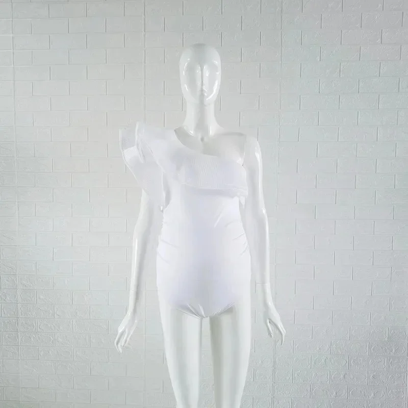 Боди для фотосессии с вырезом беременных облегающее боди на одно плечо оборками