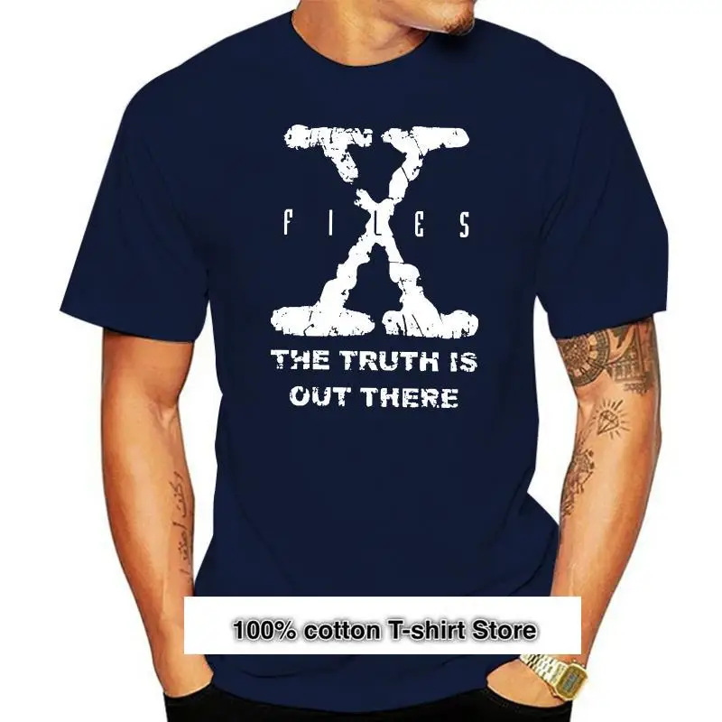 

Camiseta con estampado de X Files para hombre, camisa de manga corta con cuello redondo, color azul, 6XL