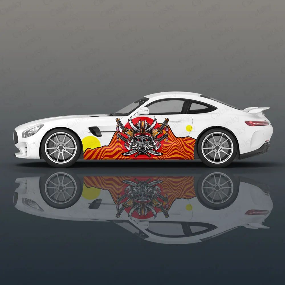 

Виниловая наклейка на весь корпус Samurai с изображением гоночного автомобиля, современный дизайн, наклейка с векторным изображением, декоративная Автомобильная наклейка для мужчин