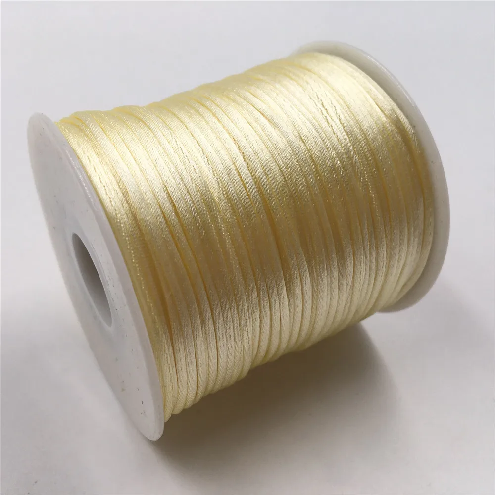 

1MM 20/50meters/Roll Cream Chinese Knot Cord Macrame Silk Strong Braided Satin Rope DIY Making Beading Thread Wire