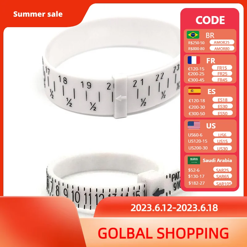 

Plastic Bracelet Gauge Adjustable US Ring Sizer Finger Measure Tool
