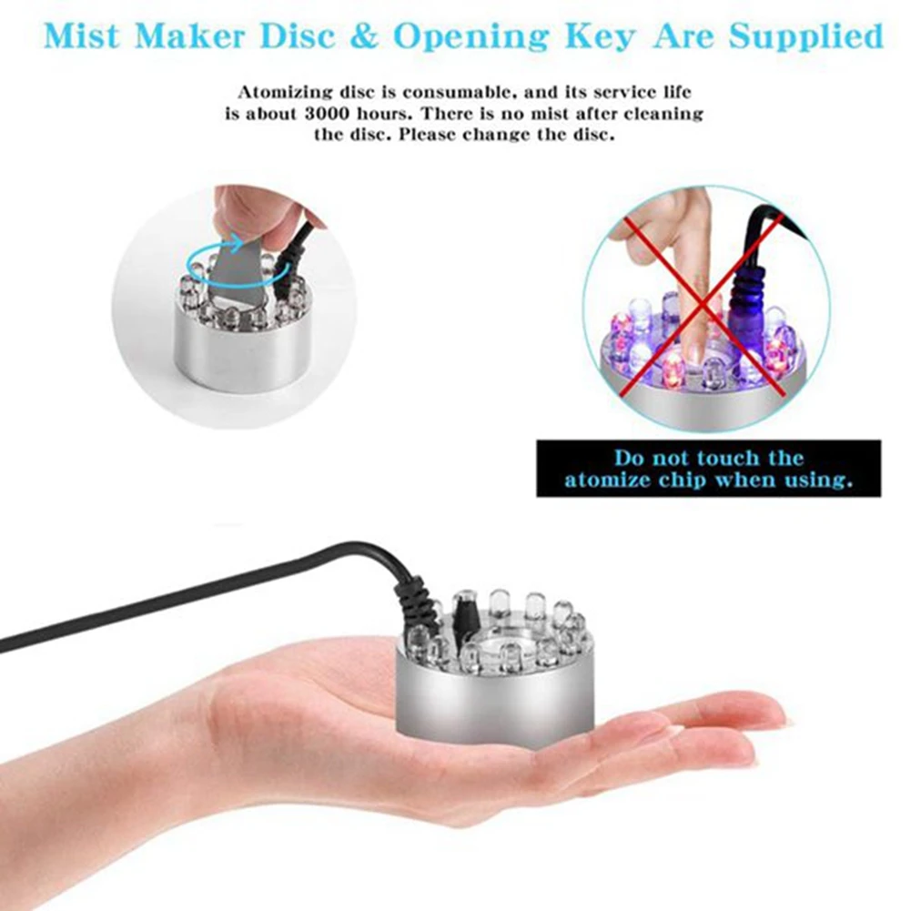 Mini Humidifier Mist Maker Fogger Water Fountain Pond Atomizer Fog with 12 Lights Landscape Decoration UK Plug | Бытовая техника